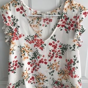 Forever 21 Ruffle Multi Color Blouse